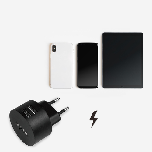 LogiLink USB Wall Charger 2port,Fast Charging 10.5W, zwart, afbeelding 5