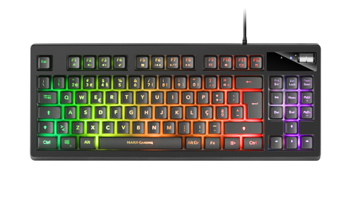 Mars Gaming MKAXPT TKL H-Mech Compact Keyboard RGB Lighting 9 Effects Gel Wrist Rest Black Portuguese Language