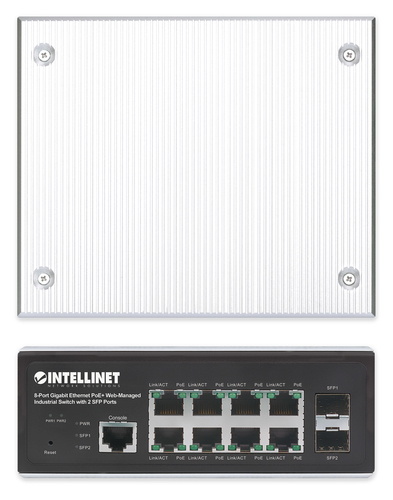 INTELLINET 8-Port Gb PoE+ Web-Managed Industrie-Switch 2xSFP, afbeelding 5