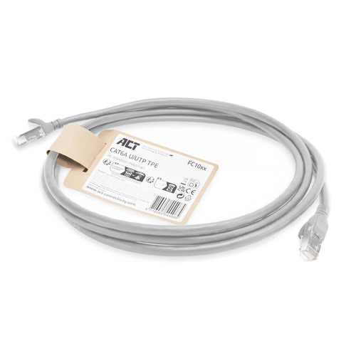 ACT Grijze 15 meter TPE U/UTP CAT6A ultra-flex patchkabel snagless met RJ45 connectoren, afbeelding 10