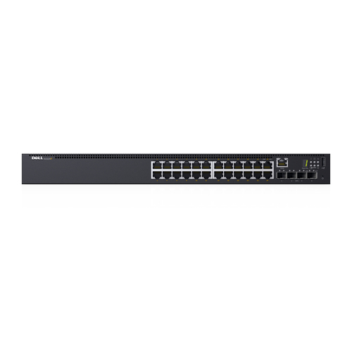 N1524SNSFY23Q1MX Dell Networking N1524 - Conmutador - L2 - Gestionado - 24 x 10/100/1000 4 x 10 Gigabit SFP - flujo de aire de delante hacia atrás - montaje en rack - CA 125 V - con 63 meses de ProSupport para HW ininterrumpida/asistencia técnica y soporte de SW