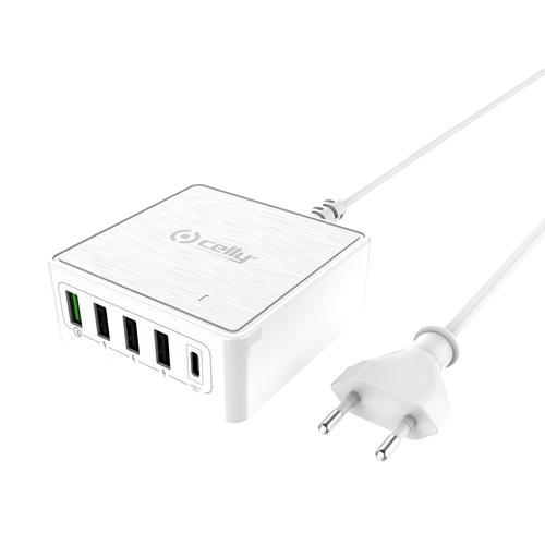 Celly PSUSBC60WWH mobile device charger Universal White AC Fast charging Indoor