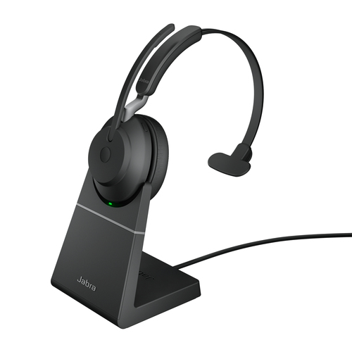 Jabra Evolve2 65 UC Mono - Auricular - en oreja - convertible - Bluetooth - inalámbrico - USB-C - aislamiento de ruido - negro - con base de carga - 26599-889-889