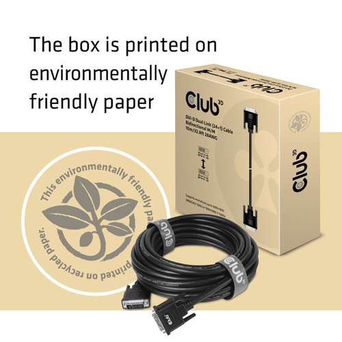 CLUB3D DVI-D DUAL LINK (24+1) CABLE BI DIRECTIONAL M/M 10m 32.8 ft 28AWG Zwart, afbeelding 6