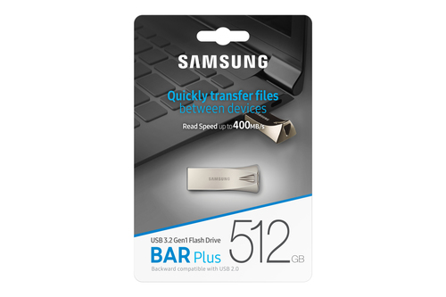 Samsung Bar Plus USB 3.2 Memory Stick - 512 GB, Champagne Silver, Silver/Grey - image 7
