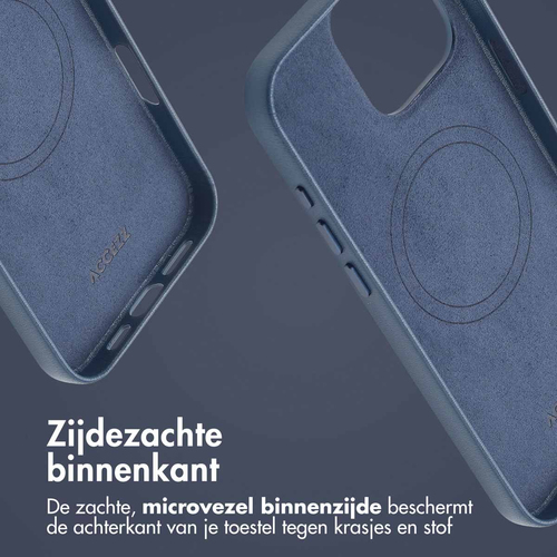 Accezz MagSafe Leather Backcover voor iPhone 16 Pro Max Telefoonhoesje Blauw, afbeelding 6