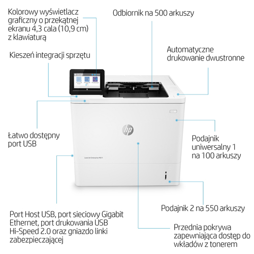 Drukarka laserowa HP LaserJet Enterprise M611dn | Dupleks |  Mono | USB | LAN |