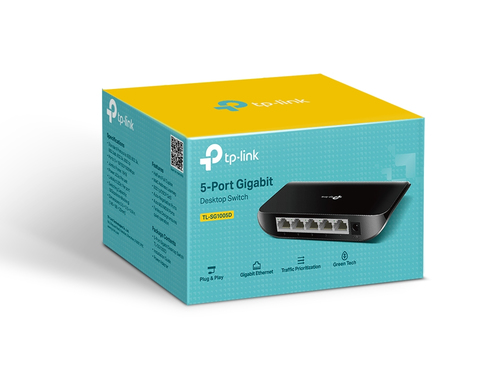 TP-Link TL-SG1005D, 5 Port Gigabit Ethernet Network Switch, Ethernet Splitter, Hub, Desktop and Wall-Mounting, Plastic Case, Plug and Play, Energy-Saving, Black - image 6