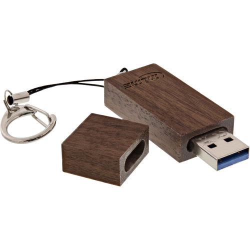 InLine USB 3.0 Flash drive, woodline walnut, with Keychain