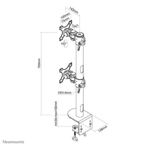 Neomounts FPMA-D960DVBLACKPLUS - Monitor arm 2 schermen, afbeelding 6