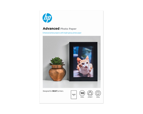 Papier fotograficzny HP Advanced, błyszczący – 100 arkuszy/10 x 15 cm bez marginesów