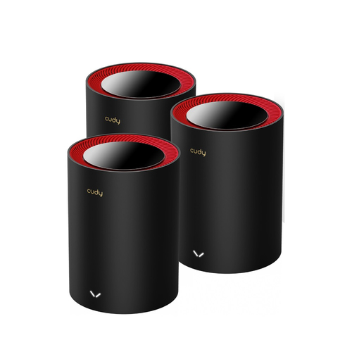 Cudy M3000 3-Pack Двухдиапазонный (2,4Ггц/5Ггц) Wi-Fi 6 (802.11ax) Черный, Красный 1 Внутренний