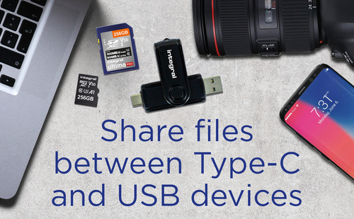 Integral USB 3.0 CARD READER TYPE A AND TYPE C DUAL SLOT SD MICRO SD RETAIL – image 2