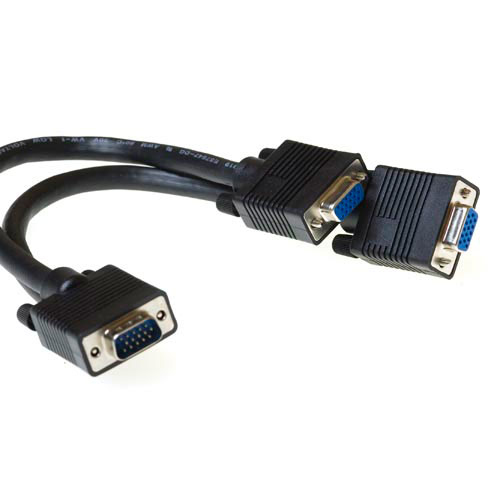 ACT VGA splitter cable VGA-kaabel 0,25 m VGA (D-Sub) Must