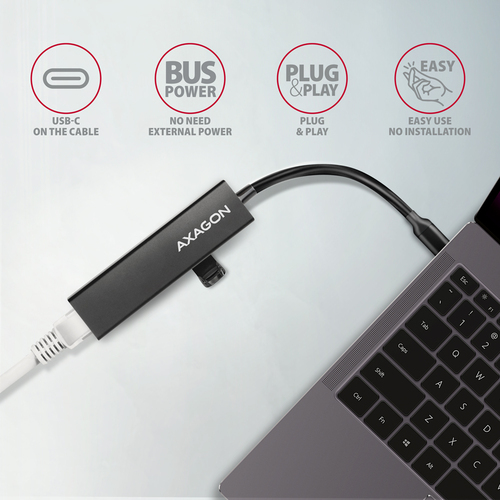 AXAGON SuperSpeed USB-C 5 Gbps Hub mit 3 USB-A und Gigabit LAN – Foto 5 von 8