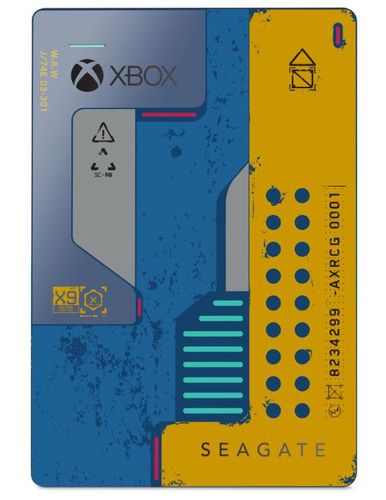 Seagate Game Drive para Xbox STEA2000428 - Cyberpunk 2077 Special Edition - disco duro - 2 TB - externo portátil - USB 30 - amarillo y azul - para Xbox One Xbox One S Xbox One X - STEA2000428