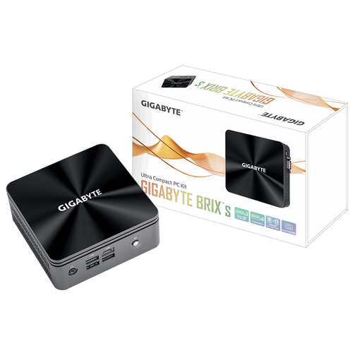 GB-BRI5H-10210 Gigabyte BRIX s GB-BRi5H-10210E rev 10 - Limitado - Ultra Compact PC Kit - 1 x Core i5 10210U / 16 GHz - RAM 0 GB - UHD Graphics - Gigabit Ethernet - negro