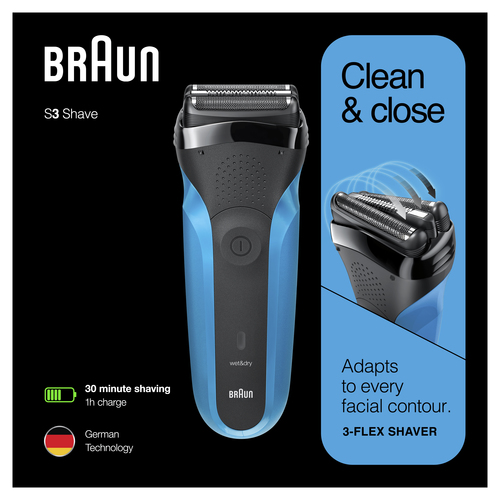 Braun Series 3 310 Electric Shaver, Wet & Dry Razor for Men, Black/Blue – image 4