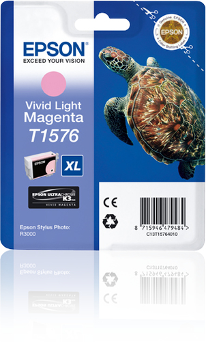 Epson T1576 Turtle Vivid Light Standard Capacity Magenta Ink Cartridge 26ml - C13T15764010