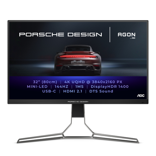 AOC Porsche PD32M монитор для ПК 80 cm (31.5") 3840 x 2160 пикселей 4K Ultra HD ЖК Черный, Серый