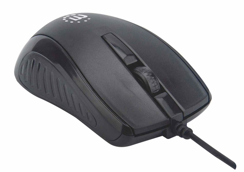 Manhattan Mouse USB Wired (Promo), Black, 1000dpi, USB-A, Optical, Compact, Three Button with Scroll Wheel, Low friction b