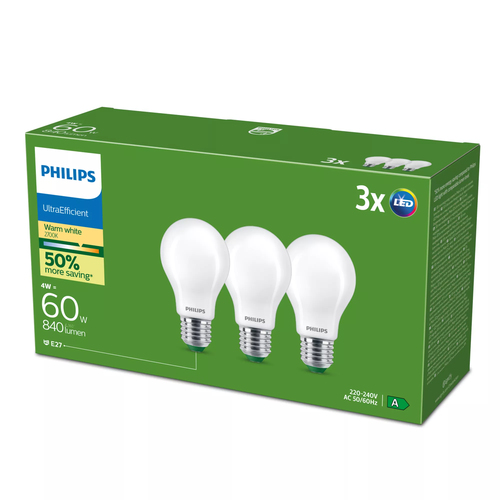 Philips 8720169283909 LED-lamp Energielabel A (A - G) E27 4 W = 60 W Warmwit 3 stuk(s) – Foto 4 van 4
