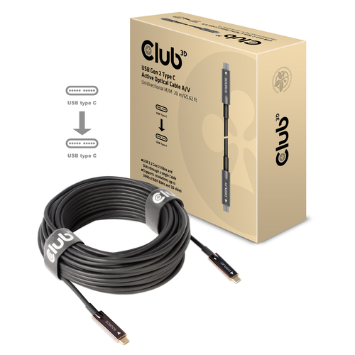 Club 3D USB-C Gen 2 Active Optical A/V Unidirectional M/M kabel, afbeelding 2