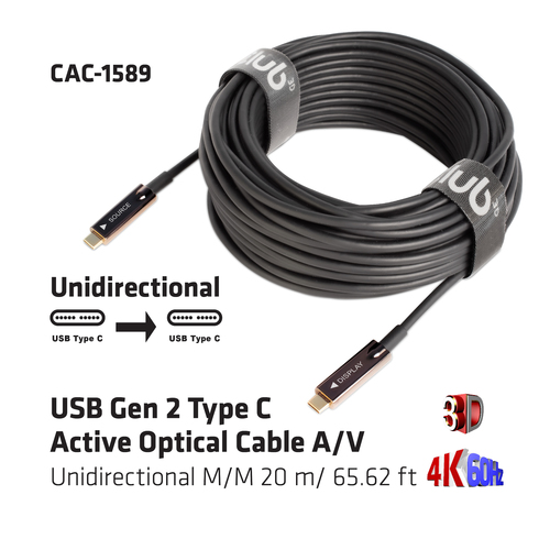 Club 3D USB-C Gen 2 Active Optical A/V Unidirectional M/M kabel, afbeelding 4