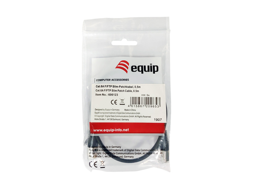 Equip Patchkabel Cat6A S/FTP 2xRJ45 0.50m sw (SSTP) Slim, afbeelding 4