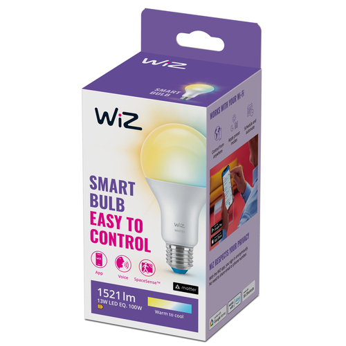 WiZ E27 LED Smart Lighting Tunable White and Colour Bulb (13W 2700-6500 K)  (1 Year