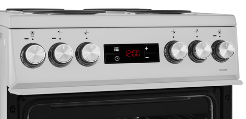Beko KDV555AS 50cm Wide Double Oven Electric Cooker with Solid Plate Hob - Silver - A/A Rated, Silver - image 6