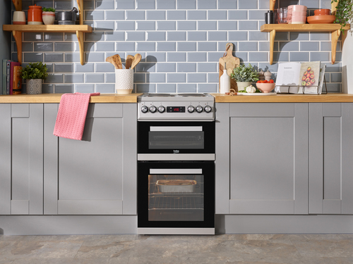 Beko KDV555AS 50cm Wide Double Oven Electric Cooker with Solid Plate Hob - Silver - A/A Rated, Silver - image 7