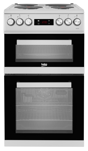 Beko KDV555AS 50cm Wide Double Oven Electric Cooker with Solid Plate Hob - Silver - A/A Rated, Silver - image 1