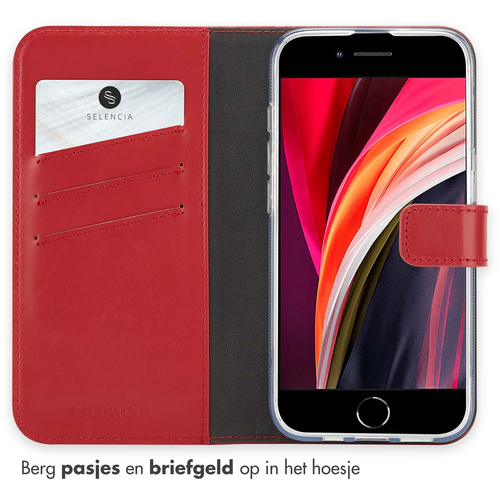 Selencia Echt Lederen Bookcase iPhone SE 4 - Rood, afbeelding 3
