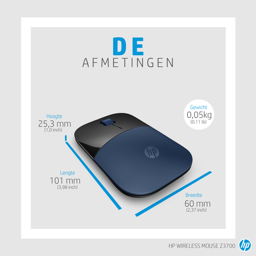 HP Z3700 WRLS LMB Mouse EURO Muis Zwart, afbeelding 5
