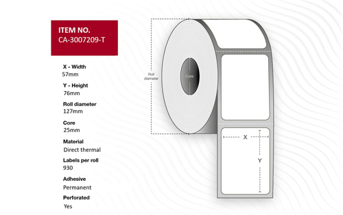 Rollos para Direcciones marca modelo Label 57 x 76 mm 25 mm