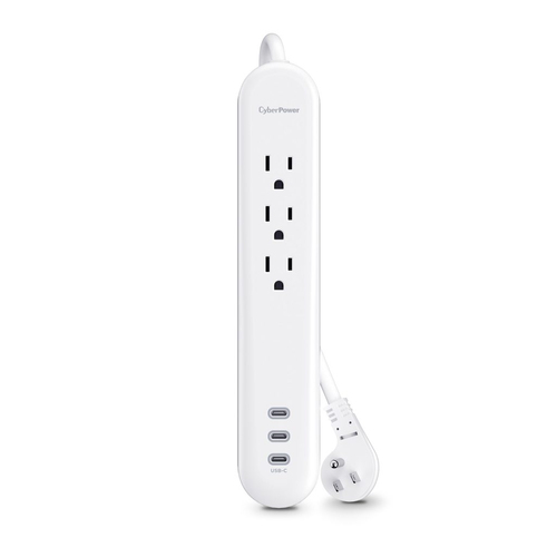 CYBERPOWER P304UC3 SURGE 3 USB 30W TYPE C WHITE