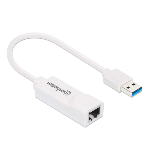 Manhattan Adaptador de red Gigabit USB-A, 10/100/1000 Mbps, 5 Gbps (USB 3.2 Gen1 / USB 3.0), Ethernet RJ45, blanco, 3 años de garantía, equivalente a USB31000SW imagen 2