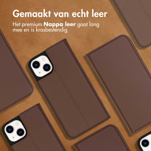 Accezz Premium Leather Slim Bookcase iPhone 14 - Bruin, afbeelding 2