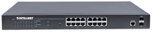 Intellinet 16-Port Gigabit Ethernet PoE+ Web-Managed Switch with 2 SFP Ports, IEEE 802.3at/af Power over Ethernet (PoE+/PoE) Compliant, 374 W, Endspan, 19 Rackmount Switch 16-porte Gigabit Ethernet PoE+ – billede 3