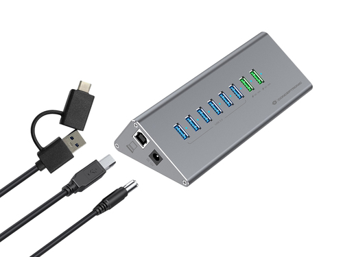 CONCEPTRONIC Dock USB-C->1xUSB-C,6xUSB-A,100WPD o.N.0.37m, afbeelding 2