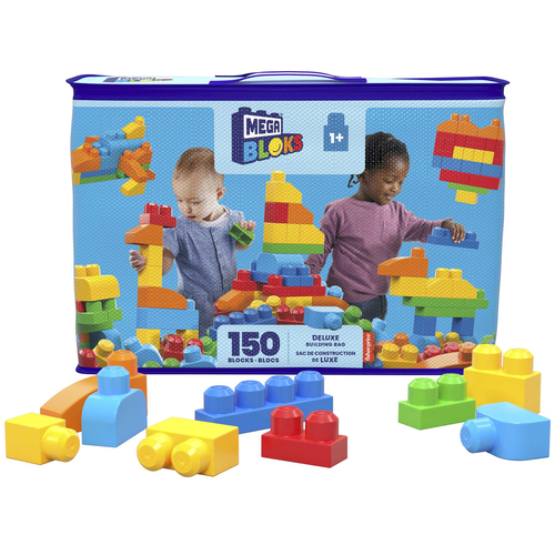 MEGA BLOKS First Builders Deluxe Building Bag Toy Blocks with Storage Bag (150 Pieces) for Toddler