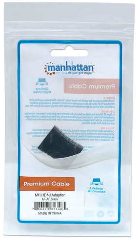 Manhattan Acoplador/conector HDMI recto, 4K@60 Hz, apto para TODOS los usos 4K y 1080p/HD, une 2 cables HDMI de hasta 5 m por lado, hembra/hembra, negro, Ultra HD 4K×2K, garantía de por vida, equivalente a GCHDMIFF imagen 7