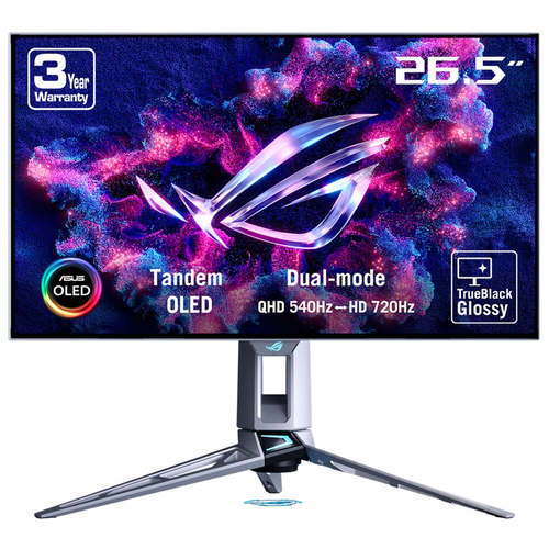 ASUS ROG Swift OLED PG27AQWP-W монитор для ПК 67,3 cm (26.5") 2560 x 1440 пикселей Quad HD ЖК Серебристый