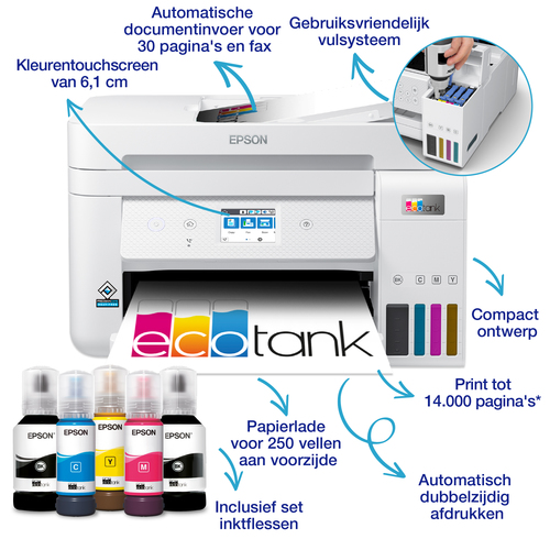 Epson EcoTank ET-4856 A4 multifunctionele Wi-Fi-printer met inkttank all-in-one printer, afbeelding 4