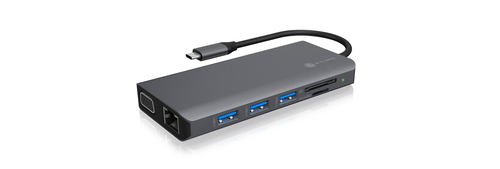 ICY BOX IB-DK4070-CPD Проводная USB 3.2 Gen 1 (3.1 Gen 1) Type-C Антрацит, Черный