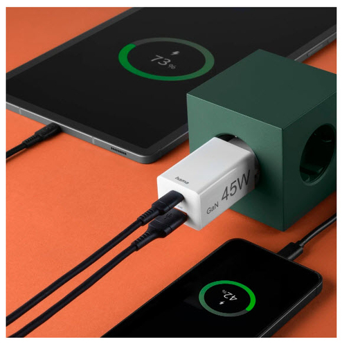 Hama Fast Charger 1x USB-C PD 1x USB-A QC Mini-Charger 45 W Oplader Wit, afbeelding 10