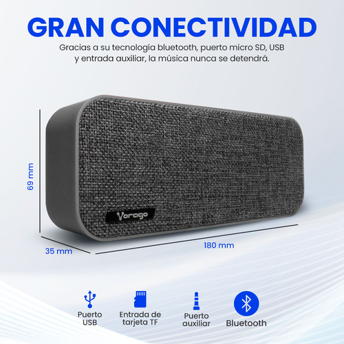 Bocina Portátil Bluetooth VORAGO BSP-150