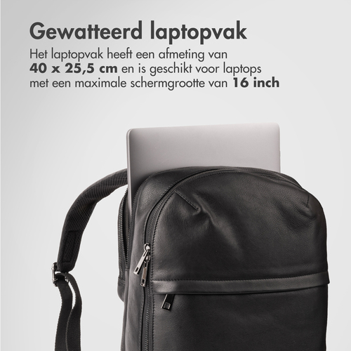 Accezz Leather Laptop rugzak 16 inch - Zwart, afbeelding 5