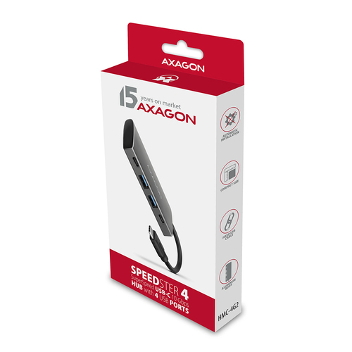 AXAGON Speedster 4 SuperSpeed USB-C 10 Gbps Hub mit 4 USB-Ports USB-Hubs - USB 32 - 4 - silber – Foto 4 von 10